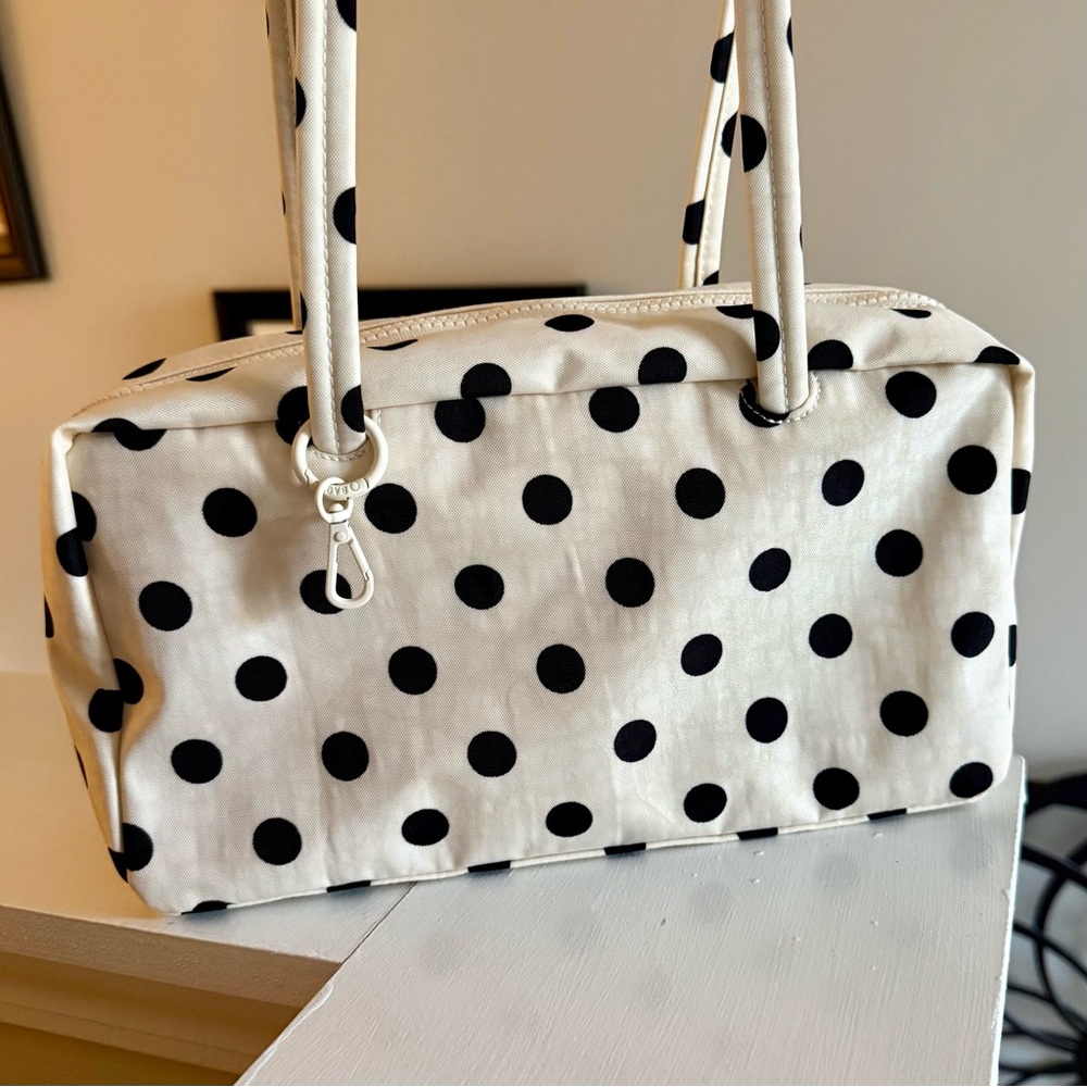BAGGU White and Black Polka Dot Bowler Bag